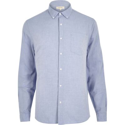 Blue slim fit Oxford shirt